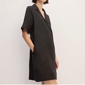 NEW Everlane Linen Workwear Shirt Dress Black Small